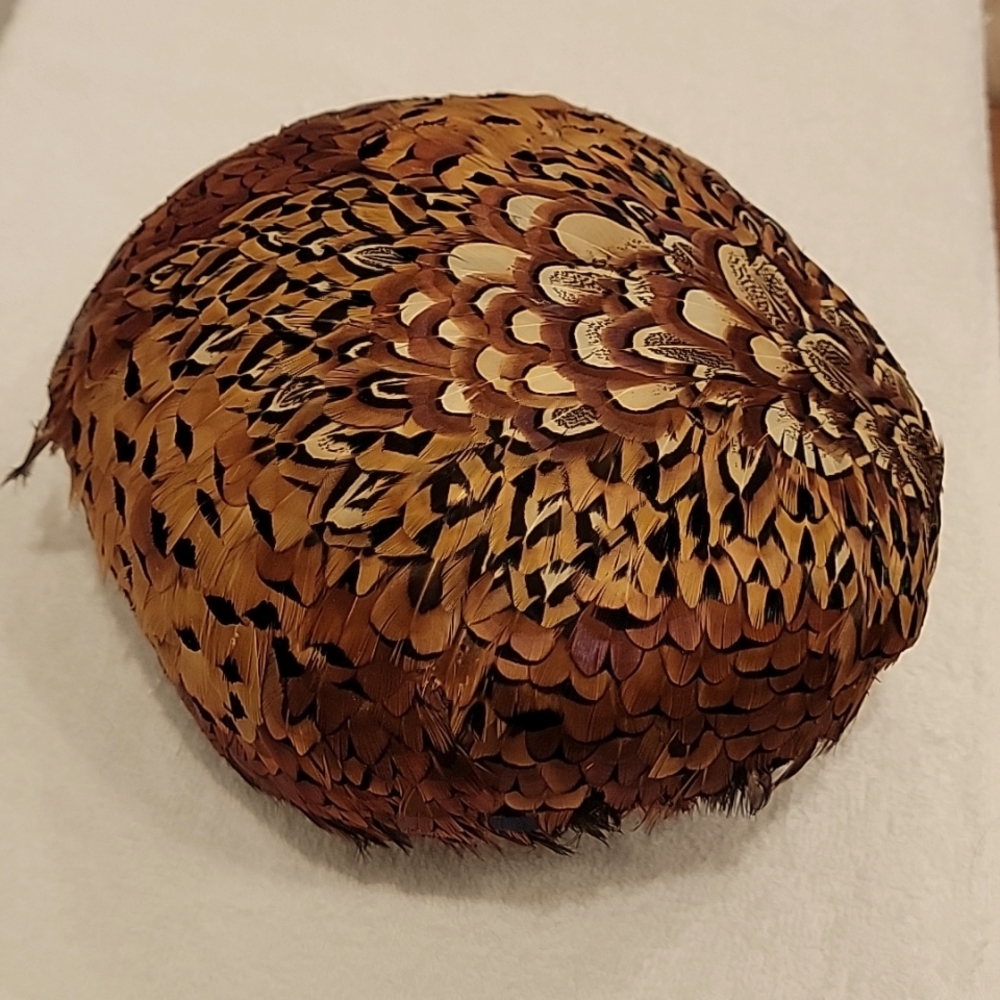 Vintage pheasant feather skullcap